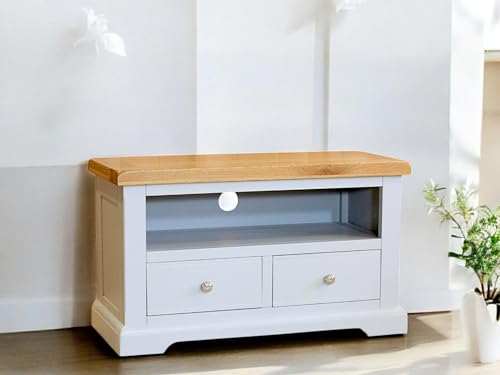 GROF Furniture TV-Schrank aus Massivholz, Media-TV-Schrank für Wohnzimmer, TV-Ständer mit 2 Schubladen für kleine Räume, fertig montiert, B 86 cm x T 39 cm x H 52 cm GROF Furniture TV-Schrank aus Massivholz, Media-TV-Schrank für Wohnzimmer, TV-Ständer mit 2 Schubladen für kleine Räume, fertig montiert, B 86 cm x T 39 cm x H 52 cm von GROF
