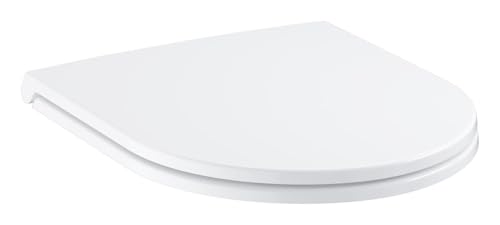 GROHE Bau Keramik, WC Sitz mit Absenkautomatik, Slim (Toilettendeckel mit Soft-Close Funktion, flaches Design, werkzeuglos abnehmbar, Scharniere aus Edelstahl, inkl. Befestigungsset), weiß, 39913001 von GROHE