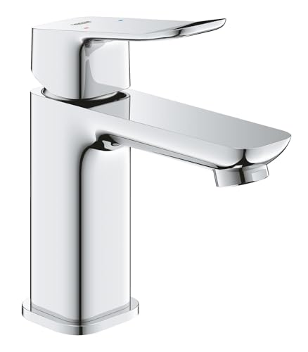 GROHE Dice, Waschtischarmatur, wassersparend (Wasserhahn für das Bad, Badarmatur mit Push-Open Ablauf, 15cm hoch, mit 3in1 Werkzeug, einfache Installation am Waschbecken), chrom, 1018570000 von GROHE