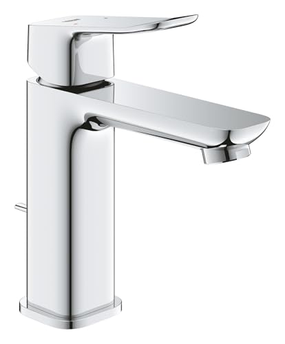 GROHE Dice, Waschtischarmatur, wassersparend (Wasserhahn für das Bad, Badarmatur mit Zugstangen-Ablauf, 17cm hoch, mit 3in1 Werkzeug, einfache Installation am Waschbecken), chrom, 1018320000 von GROHE