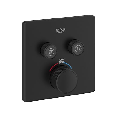 GROHE Grohtherm Thermostatventil Blende Doppelfunktion schwarz matt 291412430 von GROHE