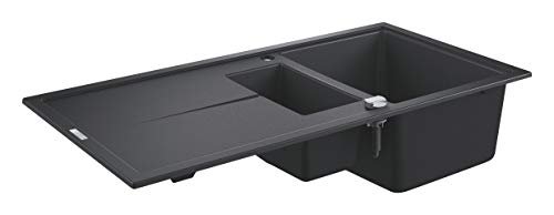 GROHE K400 - Kompositspüle (mit Abtropffläche, 100 x 50 cm, Geräuschreduzierungsfunktion), granit schwarz, 31642AP0 von GROHE