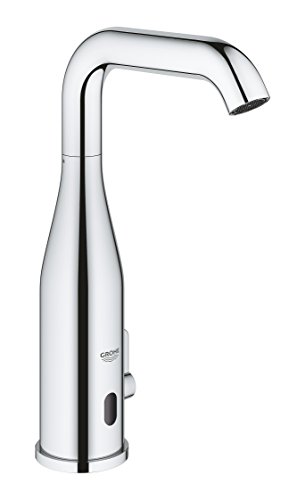 GROHE Essence, elektronische Waschtischarmatur, wassersparend (Wasserhahn für das Bad mit Infrarot-Sensor, 360° schwenkbar, 25cm hoch, 7 Programme, 6V Lithium-Batterie CR-P2), chrom, 36445000 von GROHE