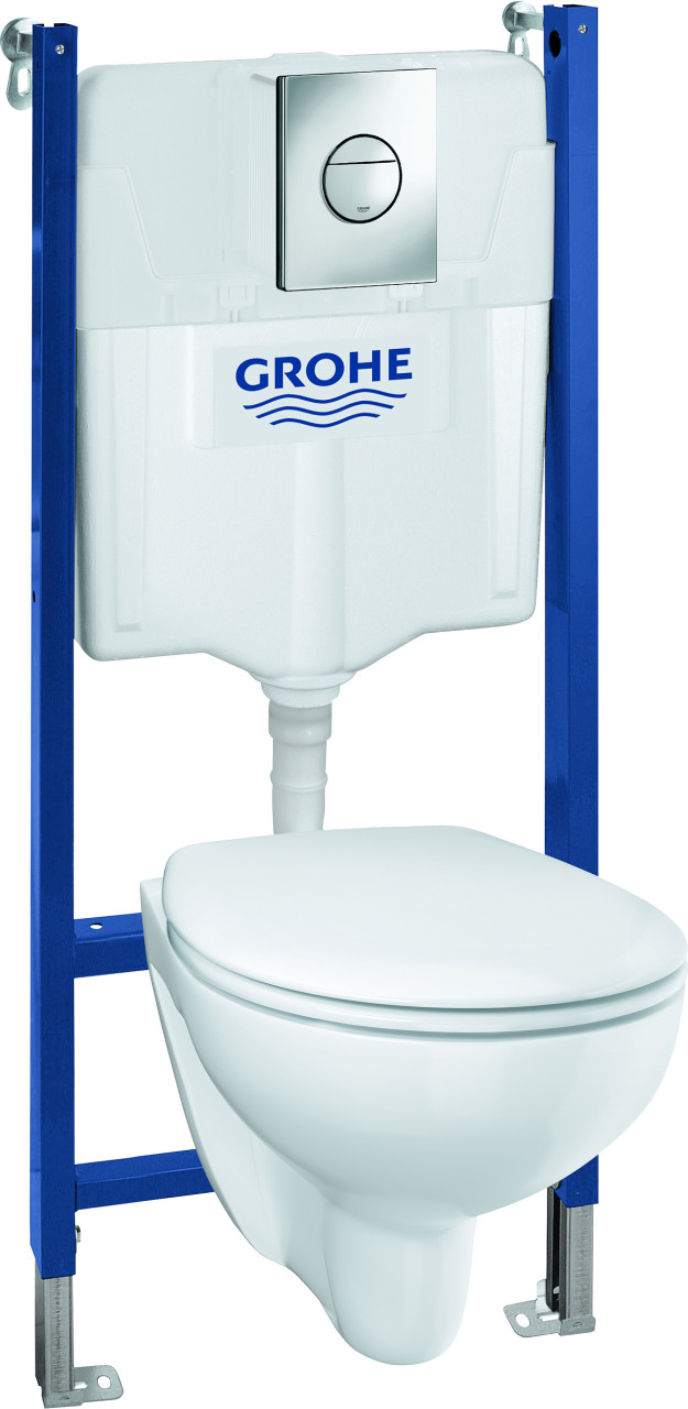 Grohe Wand-WC Komplettset Solido Compact chrom / alpinweiß, 5in1 Set von Grohe