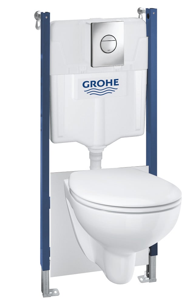 Grohe Wand-WC Komplettset Solido Compact chrom / alpinweiß, 5in1 Set von Grohe