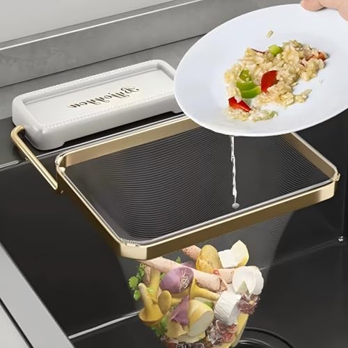 GROLEOA Küchenspüle Hängesieb mit 100 Netzbeuteln - Edelstahl Eckkorbhalter, Mesh Lebensmittelfänger für Reste, Müll & Schrott von GROLEOA