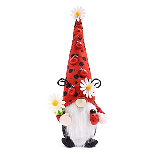 Frühlingswichtel Dekorationen Plüsch Marienkäfer Zwerge Desktop Ornamente Schwedische Zwerge Tomtes skandinavische Figuren Dezpration Sommer Zwerge Dekorationen für Hof von GRONGU