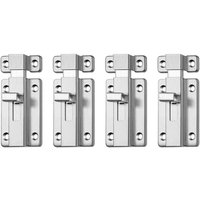 Groofoo - 4-teiliger Riegel, 3 Zoll Schiebetürriegel aus Edelstahl, für Badezimmer, Toilette, Schuppen, Schlafzimmer mit Schnappverschluss, einfache Groofoo - 4-teiliger Riegel, 3 Zoll Schiebetürriegel aus Edelstahl, für Badezimmer, Toilette, Schuppen, Schlafzimmer mit Schnappverschluss, einfache von GROOFOO