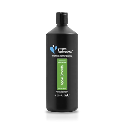 GROOM PROFESSIONAL Apple Smooth Hundeshampoo Sensitiv - Hundeshampoo Gegen Juckreiz - Tiefenreinigendes Shampoo für Hunde - Hinterlässt EIN Glänzendes & Sauberes Fell - Apfelduft, 1 Liter von GROOM PROFESSIONAL