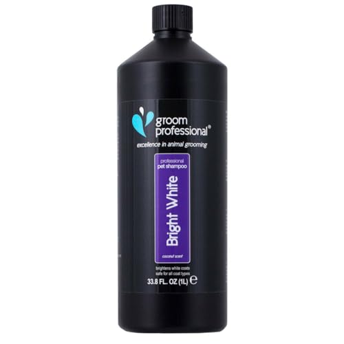 GROOM PROFESSIONAL Bright White Hundeshampoo Weißes Fell - Tiefenreinigendes Shampoo für Hunde - Hellt Weißes Fell Auf - Aufhellendes Shampoo - Entfernt Flecken und Gerüche, 1 Liter GROOM PROFESSIONAL Bright White Hundeshampoo Weißes Fell - Tiefenreinigendes Shampoo für Hunde - Hellt Weißes Fell Auf - Aufhellendes Shampoo - Entfernt Flecken und Gerüche, 1 Liter von GROOM PROFESSIONAL
