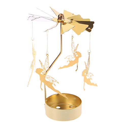 GROOMY Kerzenhalter, Spinning Rotary Carousel Teelicht Kerzenhalter Stand Light Geschenk Hochzeitsdekor-Little Magic Fairy von GROOMY