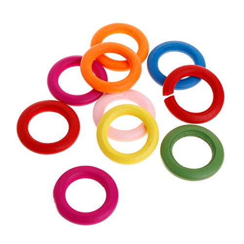 GROOMY Vogelspielzeug, 10 Stück/Set Holzring Papageienspielzeug Biss Kauen Spiel Natürliche Bunte Ringe Dekoration Vögel Sittich Spielzeug DIY Zubehör-3,5 * 2cm von GROOMY