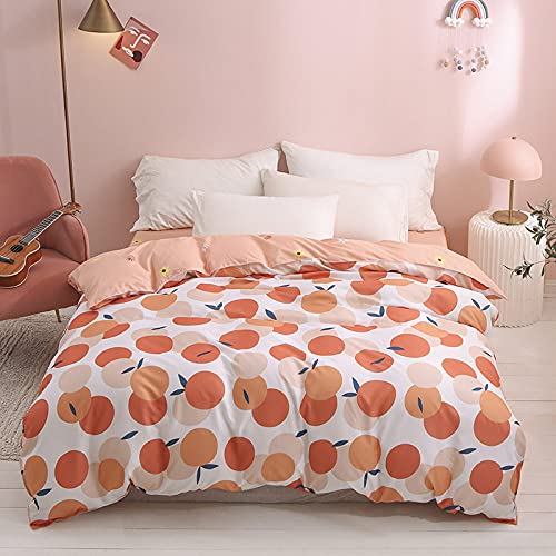 Nordic Modern Kleine Frische Bettwäsche Set Süße Frucht Marmelade Orange Bettbezug Weich Hautfreundlich Queen King Size Bettbezug für Jugendlich Mädchen Adult Room Single Double,Single von GROPC