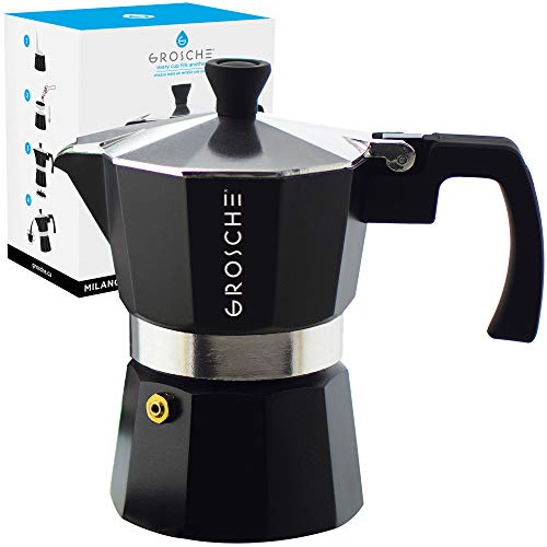 Grosche Milano Moka Herd Espresso Kaffeemaschine - 3 Cup / 150 ml - schwarz von GROSCHE