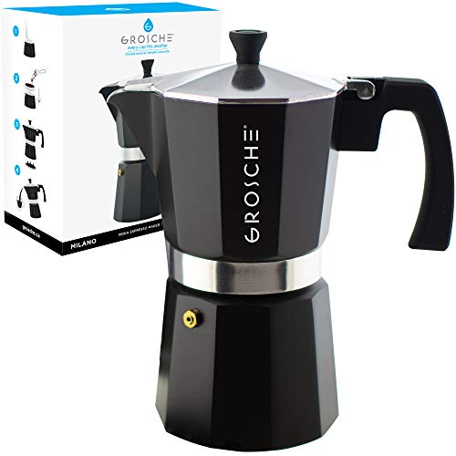 Grosche Milano Moka Herd Espresso Kaffeemaschine - 9 Cup / 450 ml - schwarz von GROSCHE