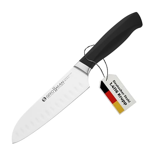 GROSSMAN® 003HC - House Cook | Santoku Messer 29,2 cm | Ultrascharfer Küchenmesser | Deutschem Edelstahl Klinge 15,5 cm | mit Ergonomischen Griff 13,7 cm (163 Gramm) von GROSSMAN