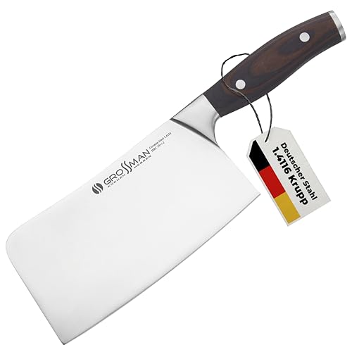 GROSSMAN® 165WD | Hackmesser 28,0 cm | Ultrascharfer Küchenmesser | Deutschem Edelstahl Klinge 16,3 cm | mit Ergonomischen Griff 11,7 cm (389 Gramm) von GROSSMAN