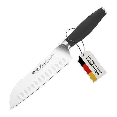 GROSSMAN® 369VN - Verbena | Santoku Messer 30,5 cm | Ultrascharfer Küchenmesser | Deutschem Edelstahl Klinge 16,3 cm | mit Ergonomischen Griff 14,2 cm (199 Gramm) von GROSSMAN