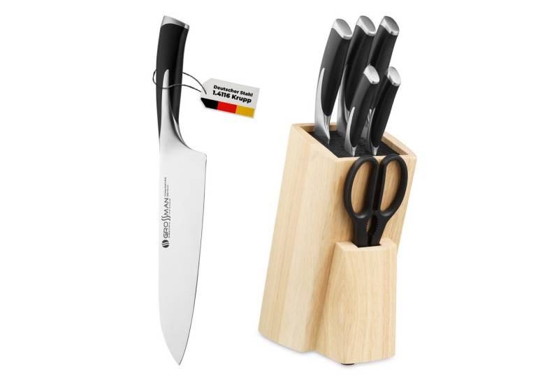 GROSSMAN Messerblock SL2723G Oxford 6-teiliges Messerset, deutscher Edelstahl, Gummibaum von GROSSMAN