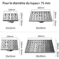 Garten-Bodenablauf aus Edelstahl 304, großer Verdrängungsbodenablauf für den Außenbereich, geeignet für Durchmesser ≥ 75 mm, 10 x 10 cm von GROUPM