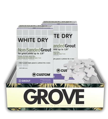 Custom Building Products White Dry Indoor and Outdoor White Fugenmörtel 2,3 kg Bündel mit Kunststoff-Fliesen-Abstandshalter - Langlebiger geschliffener Fugenmörtel für Fliesen, Mosaik und Custom Building Products White Dry Indoor and Outdoor White Fugenmörtel 2,3 kg Bündel mit Kunststoff-Fliesen-Abstandshalter - Langlebiger geschliffener Fugenmörtel für Fliesen, Mosaik und von GROVE