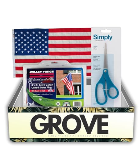 Valley Forge Amerikanische Flagge 3x5 L Bündel mit Stahlschere - 100% Baumwolle Flagge mit recycelbarer Verpackung, nachhaltige Materialien zum Ausstellen oder Basteln - Geschenkset (2 Stück) von GROVE