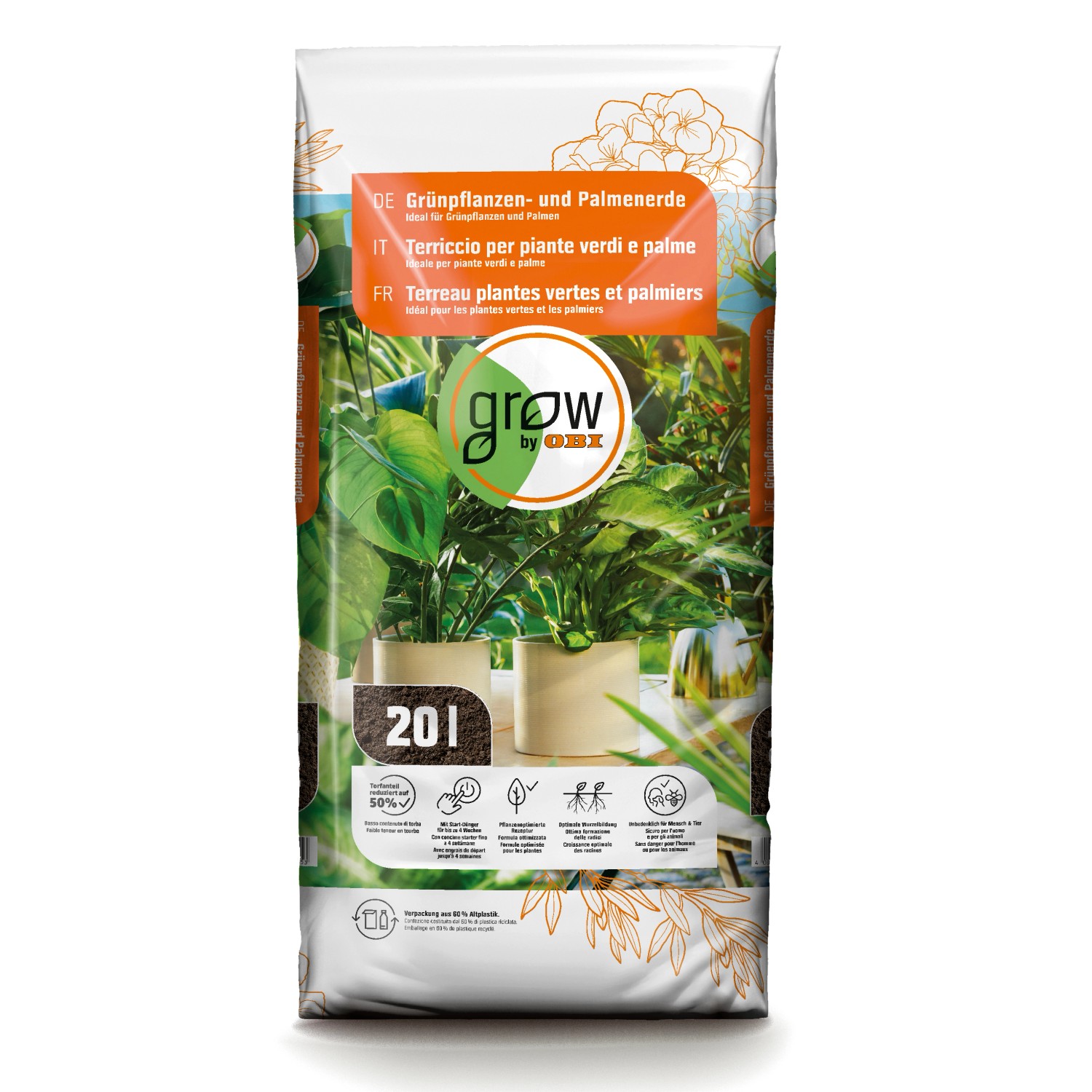 OBI Grünpflanzen- und Palmenerde 20 l von GROW by OBI