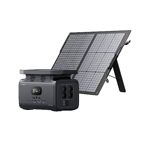 GROWATT Tragbare Powerstation mit 100W Solarpanel: Infinity 1500 mit 1512Wh, 4 x 230V/1800W AC-Steckdosen (Spitzen 3600W), AC-Schnellladung, Solargenerator für Outdoor Camping/Zuhause/Wohnmobile von GROWATT