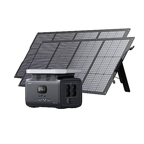 GROWATT Tragbare Powerstation 1382Wh mit 400W Solarpanel: LFP-Batterie, 4 230V/1800W AC Ausgänge, 1.8 Std. Schnellladung, Mobile Notstromversorgung für Outdoor Camping/Hausgebrauch/RV, Infinity 1300 von GROWATT