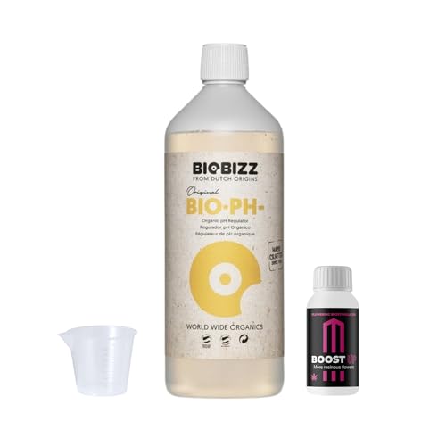 GROWMANIA Bio Down von BioBizz 1L + Probe Boost Up von Up Nutrients + Messbecher | Organischer pH-Regulator | Perfekt für Gärten und mittelgroße Obstgärten GROWMANIA Bio Down von BioBizz 1L + Probe Boost Up von Up Nutrients + Messbecher | Organischer pH-Regulator | Perfekt für Gärten und mittelgroße Obstgärten von GROWMANIA.ES