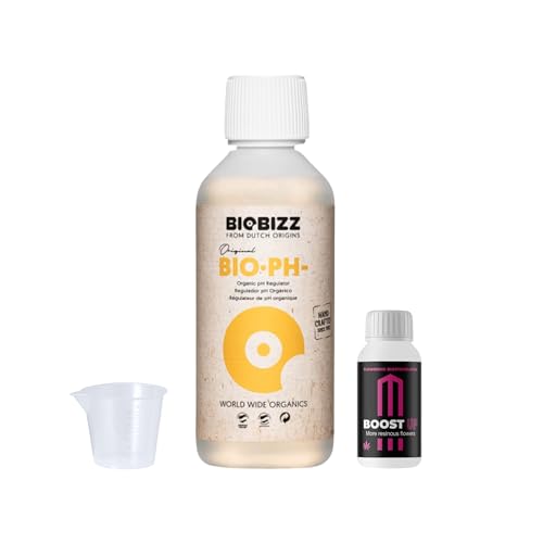 GROWMANIA Bio Down von BioBizz 250 ml + Probe Boost Up von Up Nutrients + Messbecher | Organischer pH-Reduzierer | Ideal für kleine Plantagen und Topfkulturen GROWMANIA Bio Down von BioBizz 250 ml + Probe Boost Up von Up Nutrients + Messbecher | Organischer pH-Reduzierer | Ideal für kleine Plantagen und Topfkulturen von GROWMANIA.ES