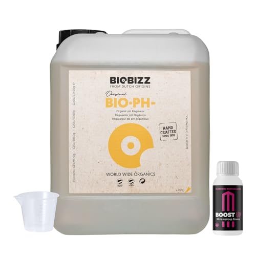 GROWMANIA Bio Down von BioBizz 5L + Probe Boost Up von Up Nutrients + Messbecher | pH-Lösung für große Gärten | Sichert optimales Wachstum und Pflanzengesundheit GROWMANIA Bio Down von BioBizz 5L + Probe Boost Up von Up Nutrients + Messbecher | pH-Lösung für große Gärten | Sichert optimales Wachstum und Pflanzengesundheit von GROWMANIA.ES