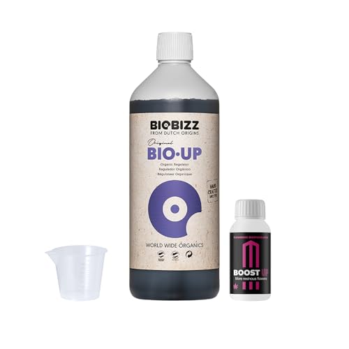 GROWMANIA Bio Up von BioBizz 1L + Probe Boost Up von Up Nutrients + Messbecher | Organischer pH-Regulator | Ideal für Gärten und mittelgroße Obstgärten von GROWMANIA.ES