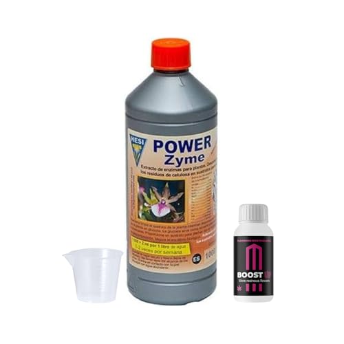 GROWMANIA HESI Power Zyme + Boost Up Nutrients Probe + Messbecher | Flüssigdünger für Blumen Pflanzen und Kulturen | Wachstumsstimulation von GROWMANIA.ES
