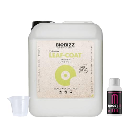 GROWMANIA Leaf Coat von BioBizz 5L + Probe Boost Up von Up Nutrients + Messbecher | Organische Schutzabdeckung für große Gärten | Verbessert Haltbarkeit und Blattgesundheit GROWMANIA Leaf Coat von BioBizz 5L + Probe Boost Up von Up Nutrients + Messbecher | Organische Schutzabdeckung für große Gärten | Verbessert Haltbarkeit und Blattgesundheit von GROWMANIA.ES