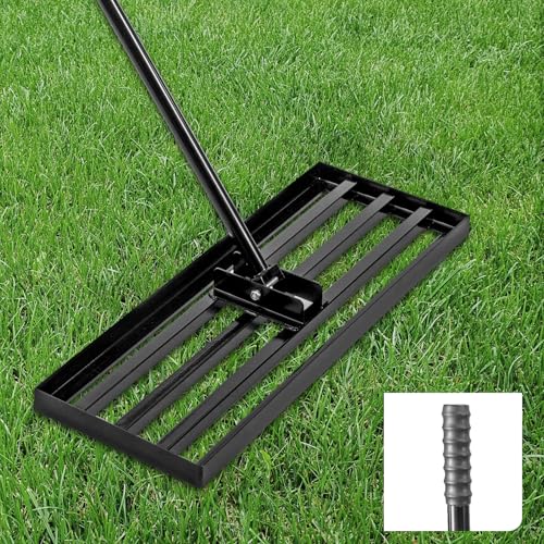 GROWNEER 76 x 25 cm Handy Lawn Levelling Rake with 229cm Handle Garden Lawn Squeegee, Effortless Sand Rake Tool, Rasen Rakel Garten Rechen Scarifier for Yard, Golf Course von GROWNEER