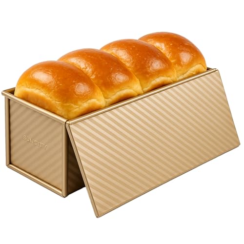 GROWNEER Premium Brotbackform mit Deckel, Extra Hohe Toastbrot Backform 34,5×13,5×12 cm, Antihaft-Beschichtung, Aluminium Stahl Brotform 1000g Teig Ideal für Toast & Sandwichbrot Kuchenblech von GROWNEER