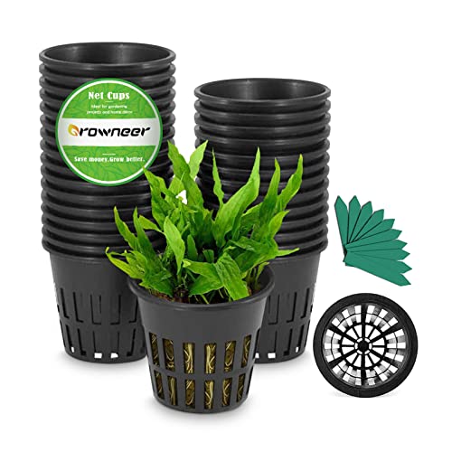 growneer Zoll-Net Becher Schlitz Mesh Breite Lip W/5 X Pflanze Etiketten Robuster Eimer Filter Net Topf, Korb für Hydrokultur 25-Pack 25-Pack Net Cup von GROWNEER