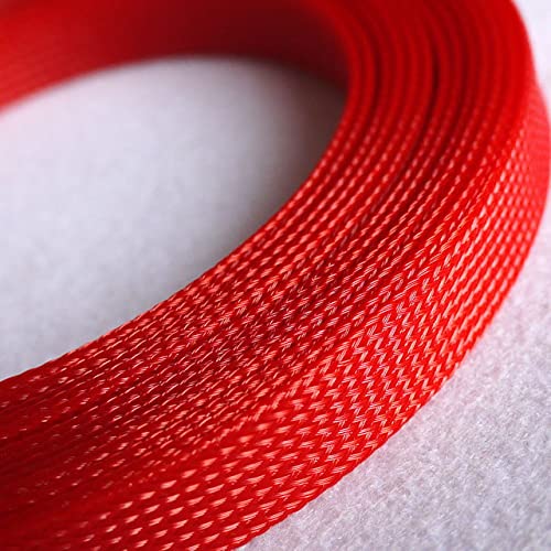 2~25 mm Kabelmuffe PET Geflochtene erweiterbare Kabelumwicklung Isoliertes Nylon High Density Tight Sheath Protector Harness 1 Meter-Rot,20mm von GROWWISH