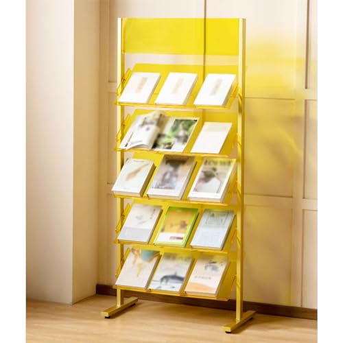 Acryl Multifunktions-Ausstellungsständer, Bodenfliesen-Ausstellungsständer, Quarzstein Ökologisches Brett Kleines Musterständer, Buch Display Rack, Anpassbar ( Farbe : Gelb , Größe : 67x35x149cm ) von GRRICEPL