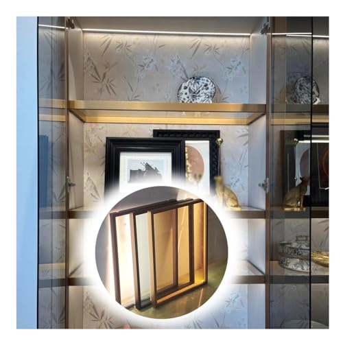 GRRICEPL Schwebendes Präsentationsregal Mit LED-Beleuchtung Regale Aus Gehärtetem Glas Für Die Inneneinrichtung Aluminiumrahmen Wandhalterung Für Aufbewahrung(Grey,60x40 cm) von GRRICEPL