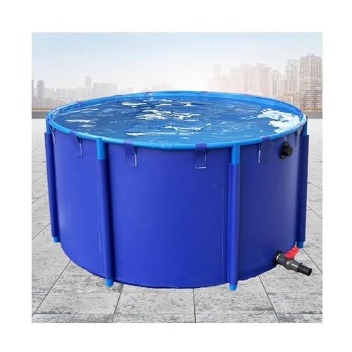 Runder Segeltuch Fischteich Pool, Falten Sie Kinder Pool Fisch Tank, Aluminiumlegierung Metallhalterung, Laminierte PVC-Leinwand, (Farbe : Blau, Größe : 120x60cm) von GRRICEPL