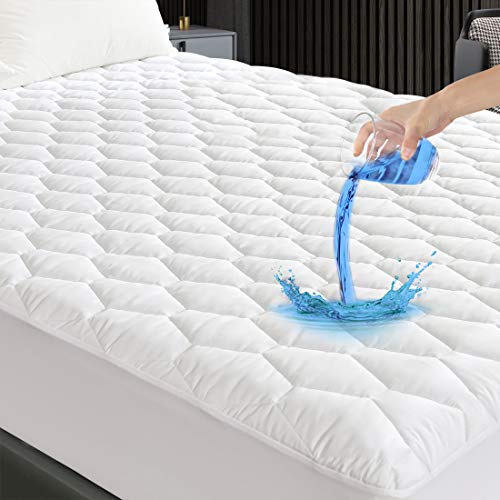 GRT Matratzen Topper Matratzenschoner 90x190cm, wasserdichte Matratzenauflage Atmungsaktiver Bettlaken Topper, Spannbettlaken mit Sechseckiger Steppung aus Geräuschlosem Material Topper Schoner Weiß von GRT