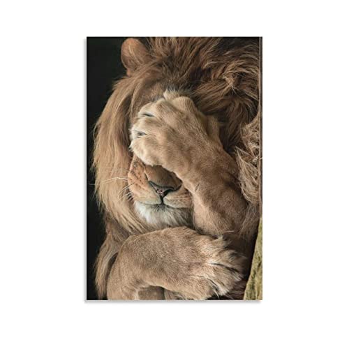 GRTOHY Leinwand Bilder Moderno leone addormentato Re leone Animale Poster murale e arte della parete Arredamento moderno della camera da letto della famiglia Senza Cornice (50x70cm,Kein Rahmen) von GRTOHY