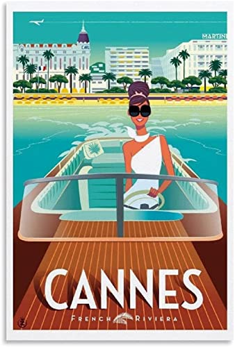 Leinwand Bilder Cannes Côte d'Azur Poster Leinwand Wand Art Raum Bilder für Schlafzimmer Geschenke Dekor Kein Rahmen (30x50cm,Kein Rahmen) von GRTOHY