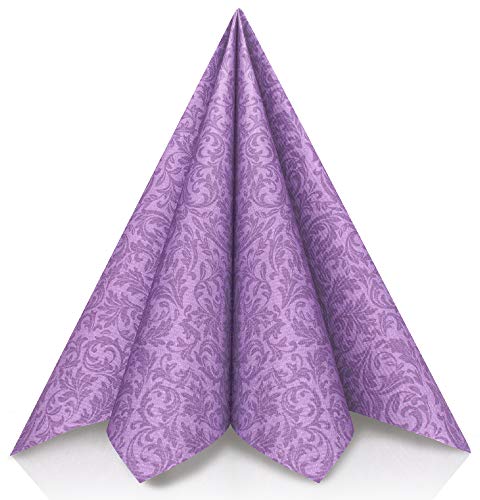 GRUBly® Servietten LILA, VIOLETT | Stoffähnlich [50 Stück] | Hochwertige lila Tischdekoration für Hochzeit, Geburtstag, Feiern, Weihnachten | 40x40cm | AIRLAID QUALITÄT von GRUBly