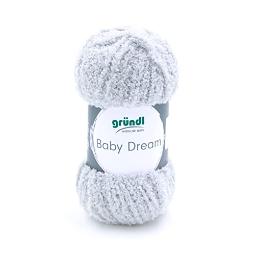 Gründl Wolle Baby Dream (kuscheliges Strick- & Häkelgarn aus 100% Polyester, 50 g / 136 m, Nadelstärke: 5-6, 1 x 50 g), silbergrau von Gründl