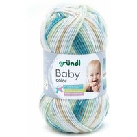 Wolle Baby color 50 g aquamarin braun mint natur multicolor Handarbeit - Gründl von GRÜNDL