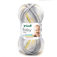 Wolle Baby color 50 g hellgrau natur dunkelgrau gelb multicolor Handarbeit - Gründl von GRÜNDL