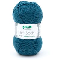 Wolle Hot Socks uni 50 g petrol Handarbeit - Gründl von GRÜNDL